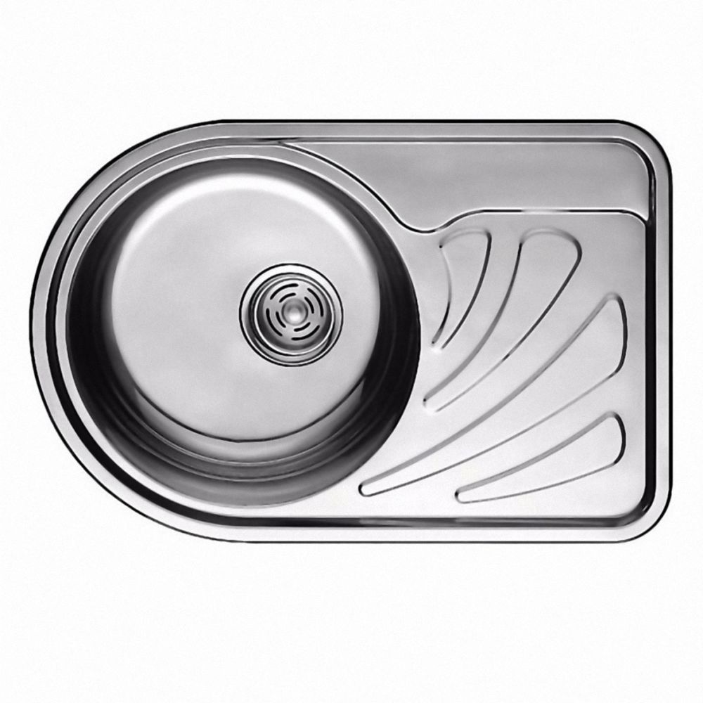 7111 Мойка CRISTAL круглая с полкой, врезная 668x442х180 SATIN Left 7111 Мойка CRISTAL круглая с полкой, врезная 668x442х180 SATIN Left