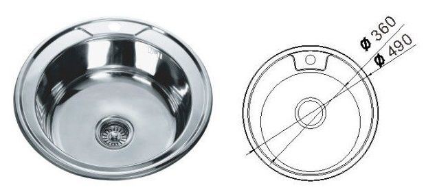 MR 490 Мойка круглая, врезная 490х180 Decor MR 490 Мойка круглая, врезная 490х180 Decor