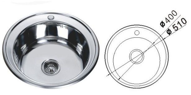 MR 510 Мойка круглая, врезная 510х180 Decor MR 510 Мойка круглая, врезная 510х180 Decor