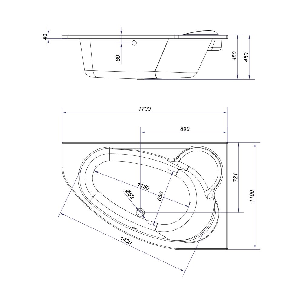 Ванна Cersanit KALIOPE 170x110 правая Ванна Cersanit KALIOPE 170x110 правая