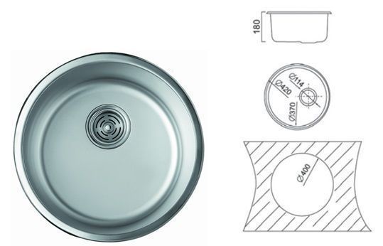 7101 Мойка CRISTAL круглая врезная 420x180 SATIN 7101 Мойка CRISTAL круглая врезная 420x180 SATIN