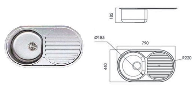 7114 Мойка CRISTAL круглая c полкой (кепка) 790х440х180 SATIN 7114 Мойка CRISTAL круглая c полкой (кепка) 790х440х180 SATIN