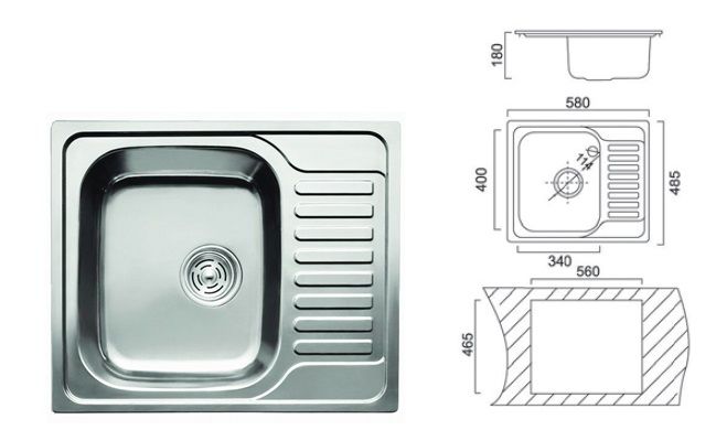 7202 Мойка CRISTAL прямоугольная с полкой, врезная 650x500x180 Decor 7202 Мойка CRISTAL прямоугольная с полкой, врезная 650x500x180 Decor