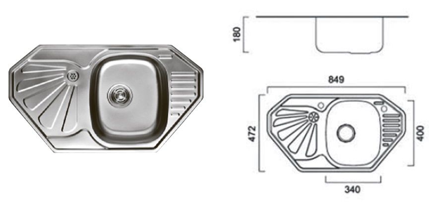 7803 Мойка CRISTAL угловая врезная 849x472х180 Decor 7803 Мойка CRISTAL угловая врезная 849x472х180 Decor