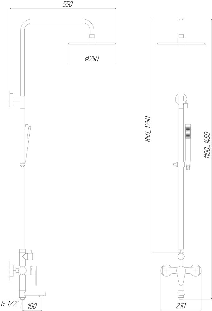 Душевая система Globus Lux SM-SH-02 Душевая система Globus Lux SM-SH-02