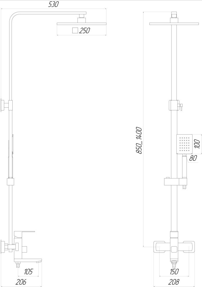 Душевая система Globus Lux VAN-SBQ-SH-02 Душевая система Globus Lux VAN-SBQ-SH-02