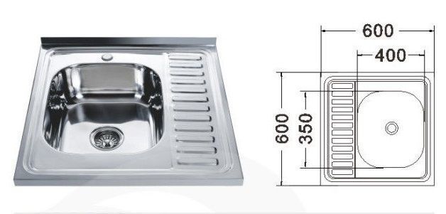 MR 6060 Мойка прямоугольная накладная 600х600х180 Satin Left MR 6060 Мойка прямоугольная накладная 600х600х180 Satin Left
