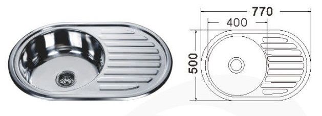 MR 7750 Мойка круглая с полкой ( кепка) 770х500х180 Decor MR 7750 Мойка круглая с полкой ( кепка) 770х500х180 Decor