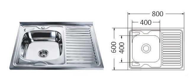 MR 8060 Мойка прямоугольная накладная 800х600х180 Satin Left MR 8060 Мойка прямоугольная накладная 800х600х180 Satin Left