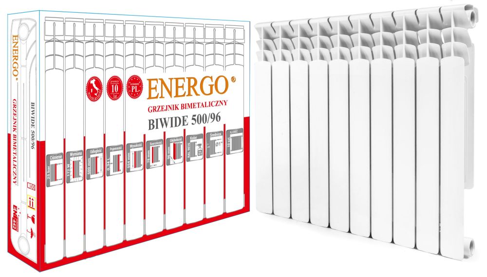 Секция биметаллического радиатора ENERGO BIWIDE 500/96 мм (172 Вт) Секция биметаллического радиатора ENERGO BIWIDE 500/96 мм (172 Вт)