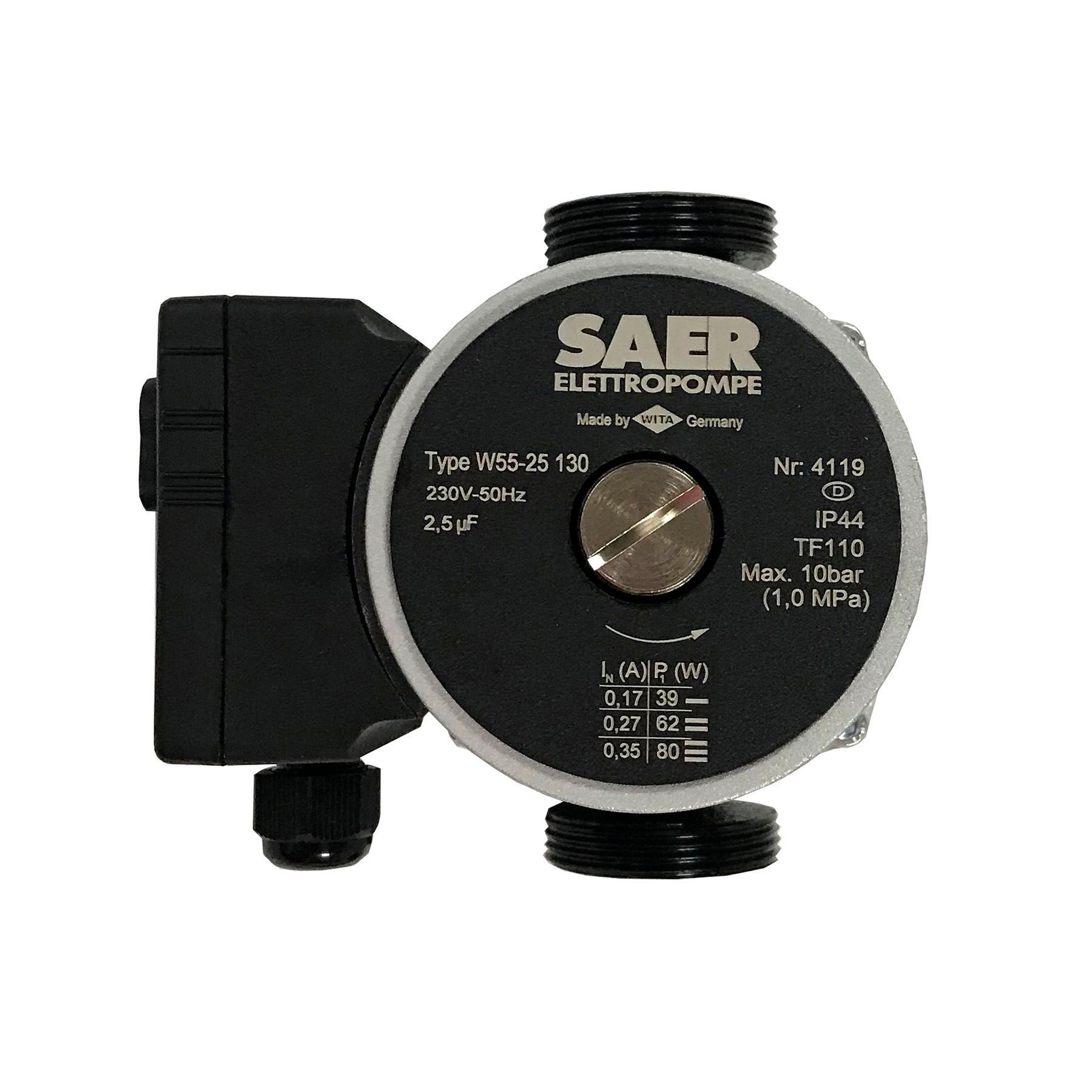 Насос циркуляційнний SAER W55-25 130мм + гайки Насос циркуляційнний SAER W55-25 130мм + гайки