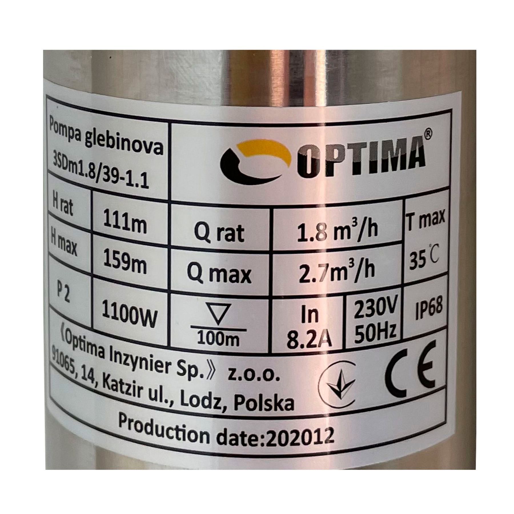 Насос свердловинний з підв, стійк, до піску 3″ OPTIMA 3SDm1,8/39 1,1 кВт 159м +пульт+кабель 1,5мNEW Насос свердловинний з підв, стійк, до піску 3″ OPTIMA 3SDm1,8/39 1,1 кВт 159м +пульт+кабель 1,5мNEW