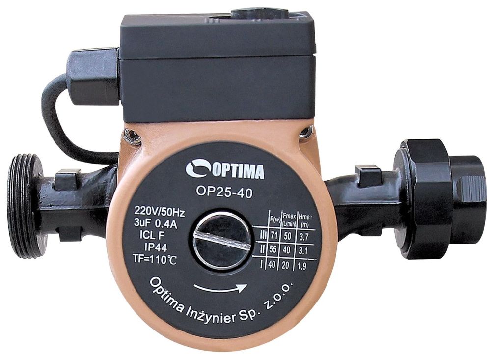 Насос Optima OP25-60 кВт циркуляционный 180 мм, гайки, кабель с вилкой Насос Optima OP25-60 кВт циркуляционный 180 мм, гайки, кабель с вилкой