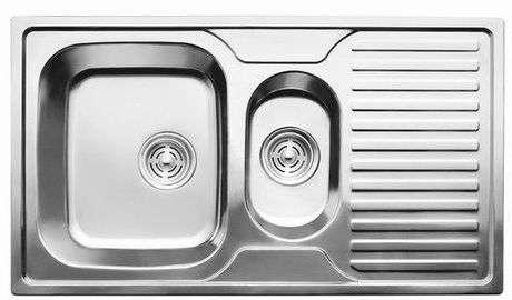 7302 Мойка CRISTAL прямоугольная двойная с полкой, врезная 880x500x180 SATIN