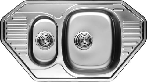 7804 Мойка CRISTAL угловая 2-ная врезная 849x472х180 DECOR