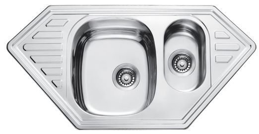 7802 Мойка CRISTAL угловая 2-ная врезная 1000x500х180 SATIN